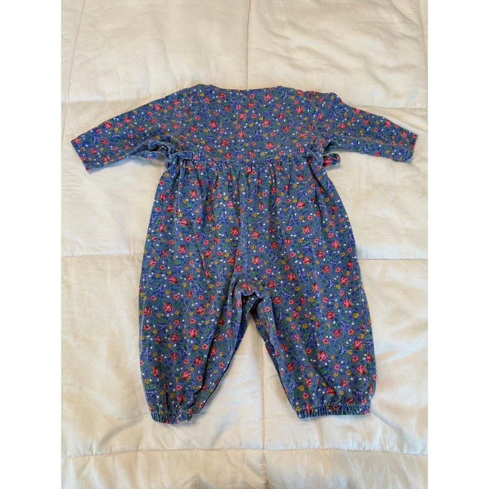 Excellent Condition Rare Vintage Baby B'gosh Floral Long-Sleeve Romper 12 Months